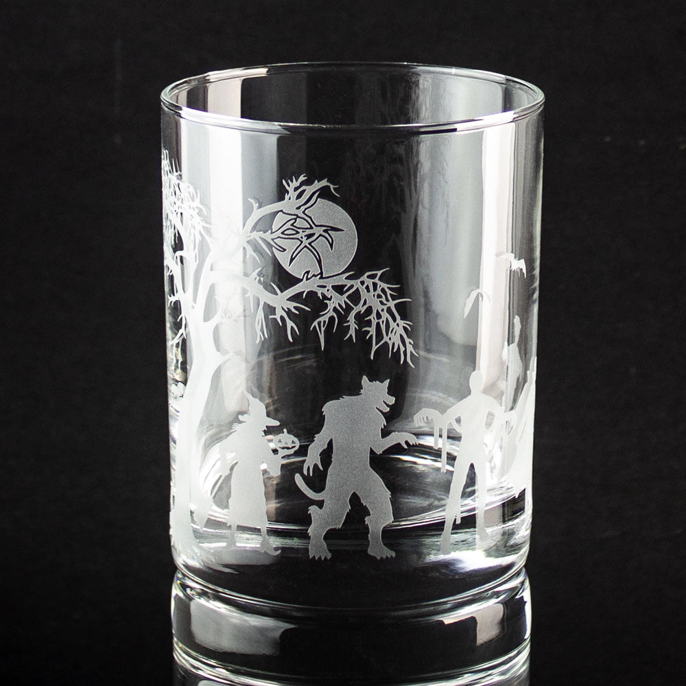 Monster Mash Wrap Etched Rocks Glass