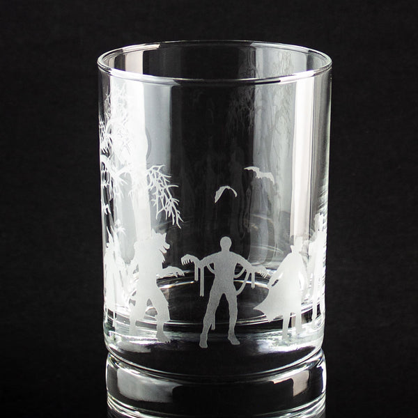 Monster Mash Wrap Etched Rocks Glass
