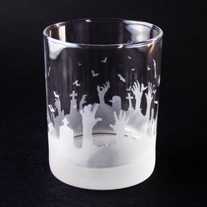Zombie Graveyard Wrap Etched Rocks Glass