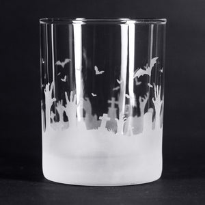 Zombie Graveyard Wrap Etched Rocks Glass