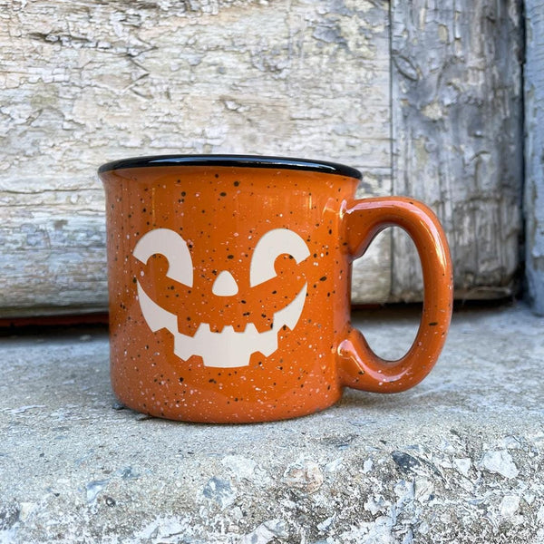 Jack-O-Lantern Etched Ceramic Camp Mug