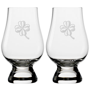 Lucky Shamrocks Glencairn Classic Scotch Whisky Glasses, Set of 2