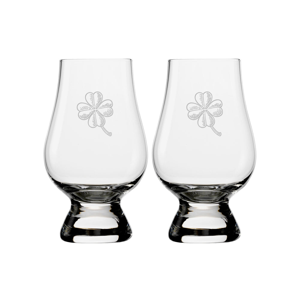 Lucky Shamrocks Glencairn Classic Scotch Whisky Glasses, Set of 2