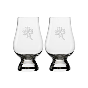 Lucky Shamrocks Glencairn Classic Scotch Whisky Glasses, Set of 2