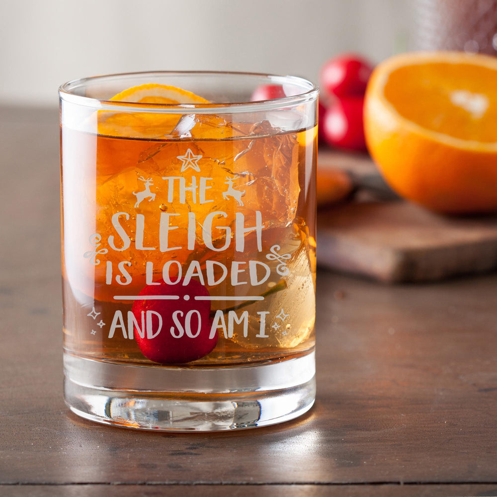 The Sleigh is Loaded and So Am I Rocks Etched Glass