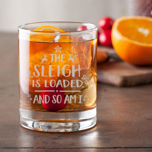 The Sleigh is Loaded and So Am I Rocks Etched Glass