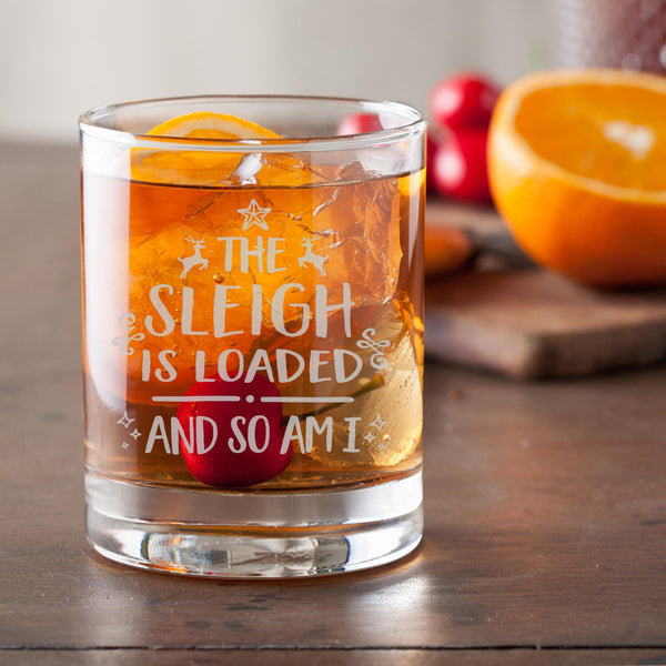The Sleigh is Loaded and So Am I Rocks Etched Glass
