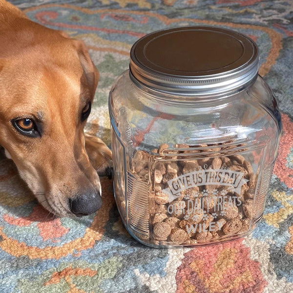 Give Us This Day Our Daily Treats Etched Treat Jar with Screw Top Lid