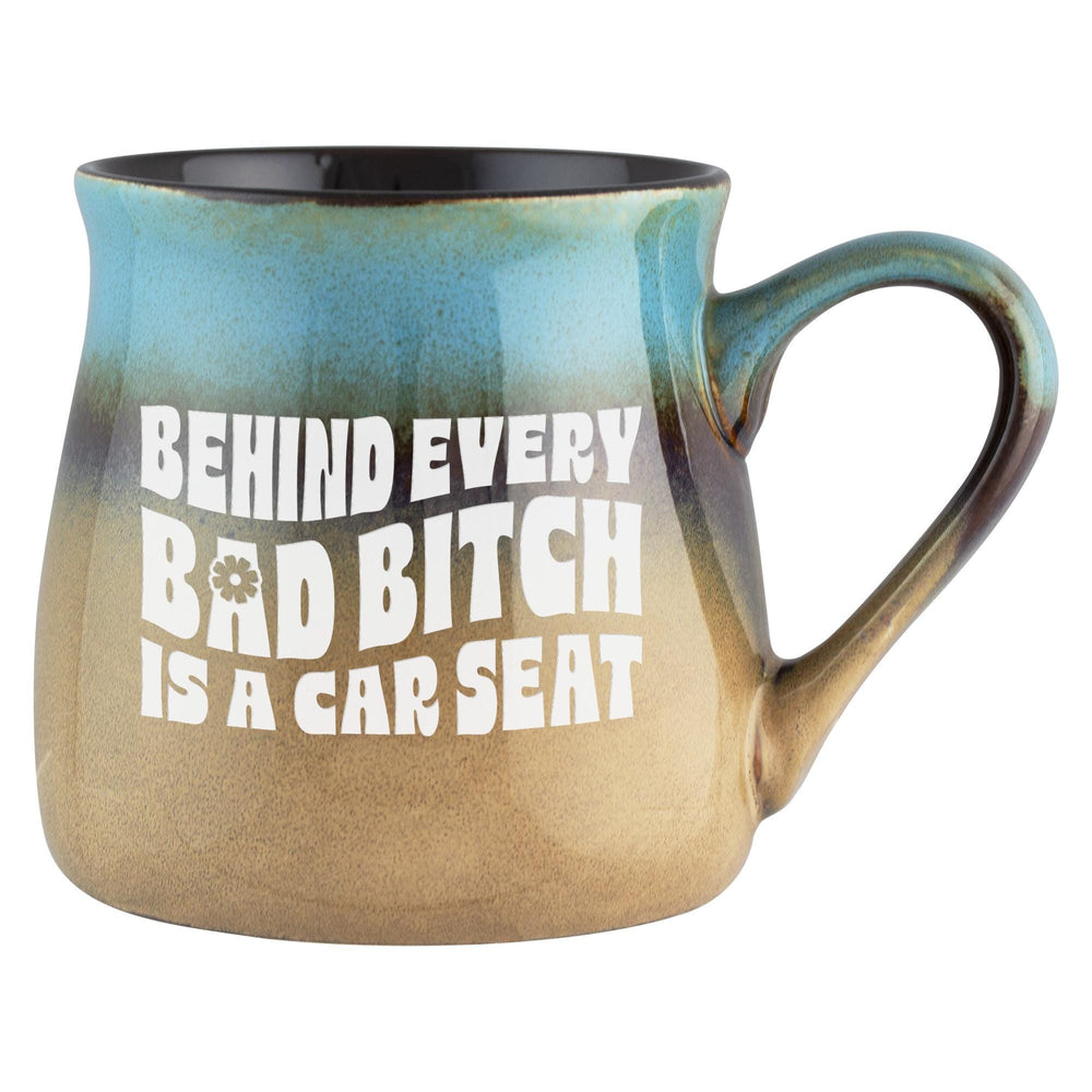 Behind Every Bad Bitch Is a Car Seat Etched Ceramic Mug