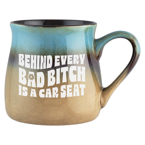 Behind Every Bad Bitch Is a Car Seat Etched Ceramic Mug