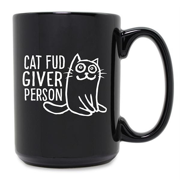 Cat Fud Giver Person Etched Ceramic Mug