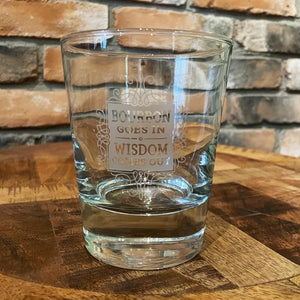 Bourbon Goes In, Wisdom Comes Out Etched Rocks Glass