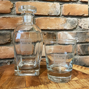 Bourbon Goes In, Wisdom Comes Out Etched Rocks Glass