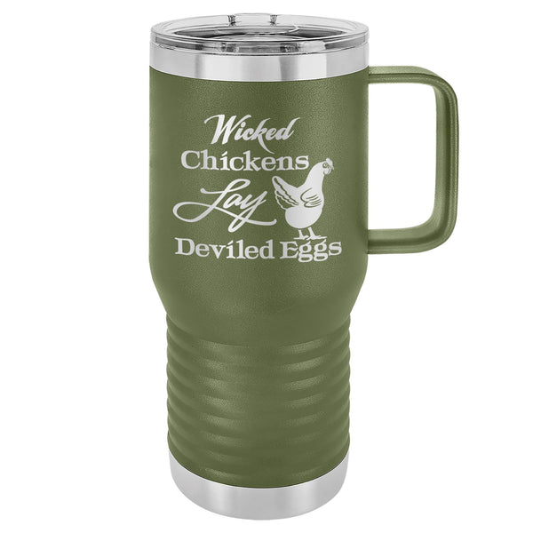 Wicked Chickens Lay Deviled Eggs Etched Insulated Travel Mug