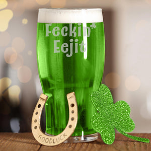 Feckin' Eejit Etched Classic Pub Beer Glass