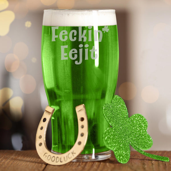 Feckin' Eejit Etched Classic Pub Beer Glass