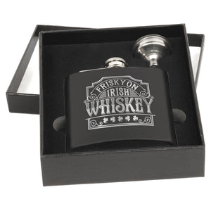 Frisky On Irish Whiskey Matte Black Flask Set