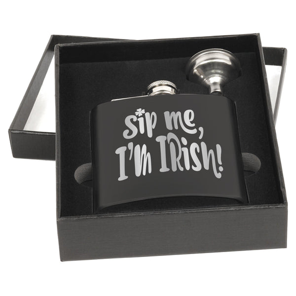 Sip Me I'm Irish Matte Black Flask Set