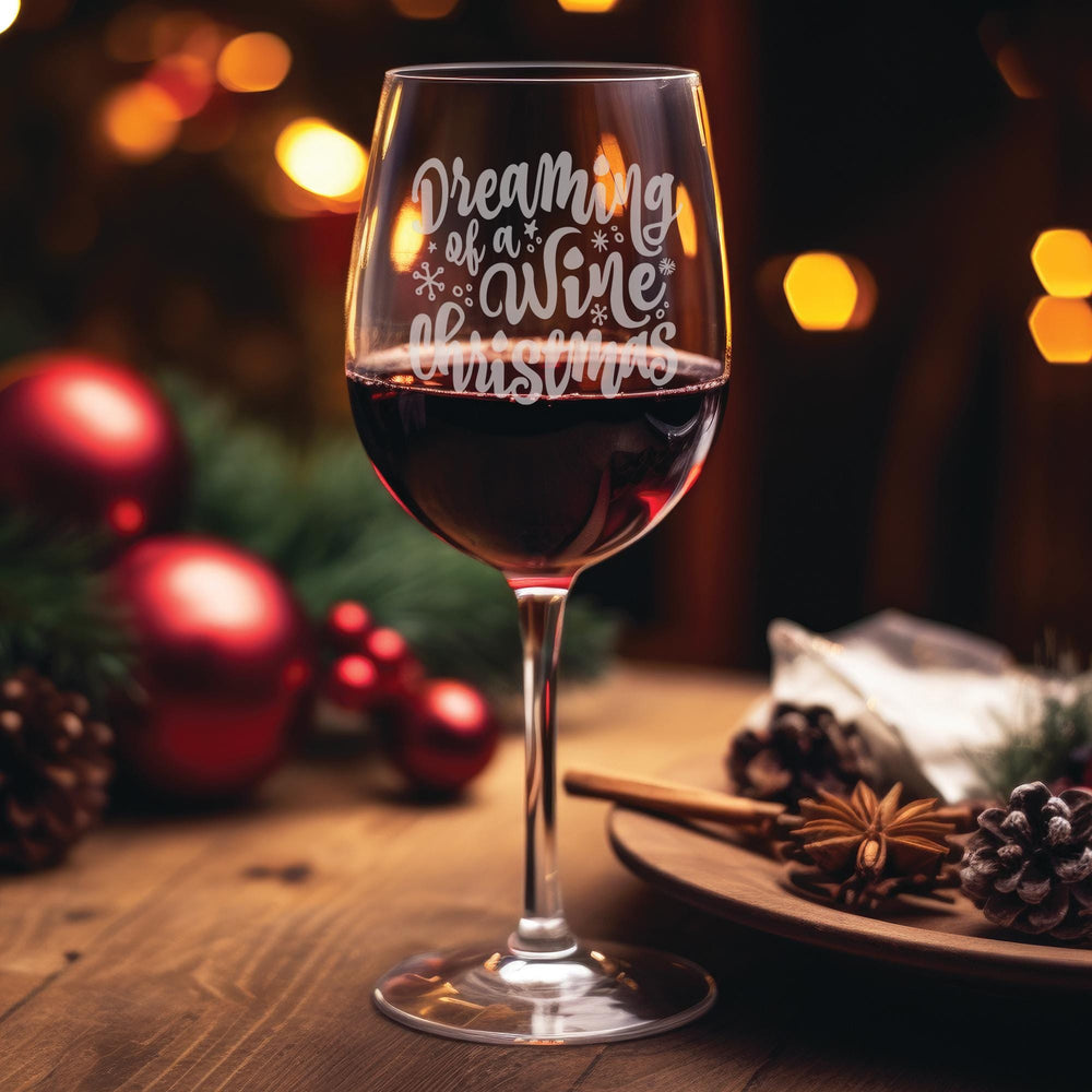 Dreaming of A Wine Christmas Wine Glass