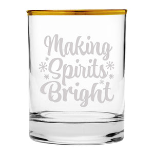 Making Spirits Bright Etched Gold-Rimmed Rocks Glass
