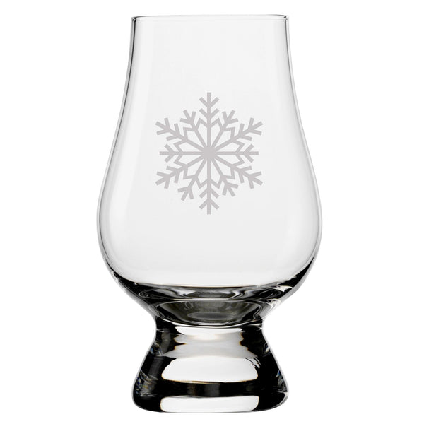 Paper Snowflakes Etched Glencairn Classic Scotch Whisky Glasses, Set of 4