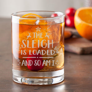 The Sleigh is Loaded and So Am I Rocks Etched Glass