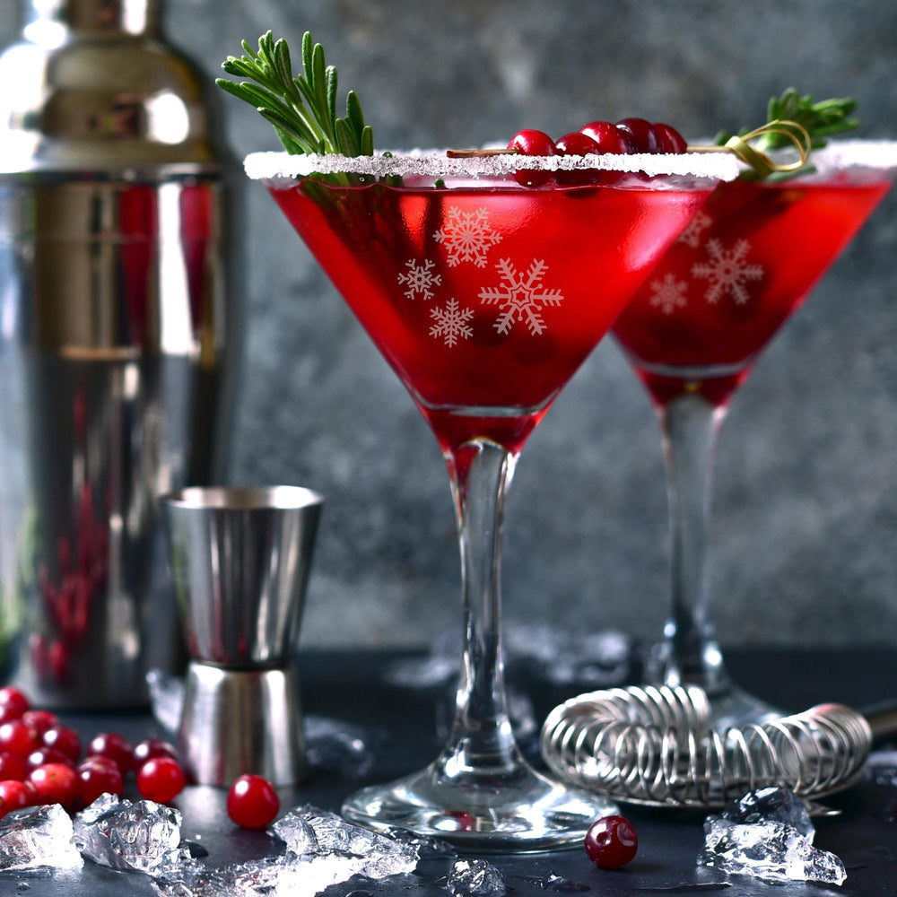 Snowflake Etched Martini Glass