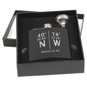 Parallel Lat Long Matte Black Flask Set