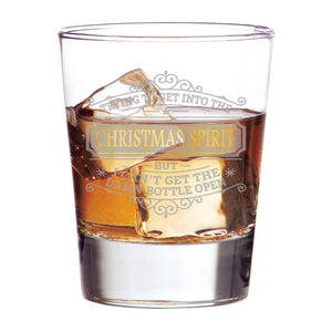 Get Into the Christmas Spirit Etched Rocks Glass