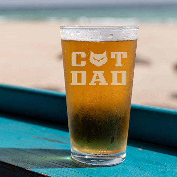 Cat Dad Etched Etched Pint Glass