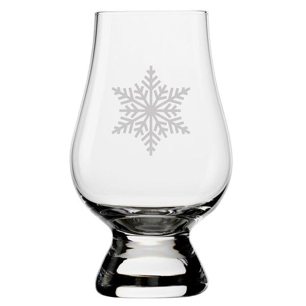 Paper Snowflakes Etched Glencairn Classic Scotch Whisky Glasses, Set of 4