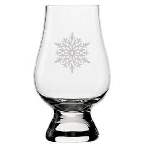 Paper Snowflakes Etched Glencairn Classic Scotch Whisky Glasses, Set of 4