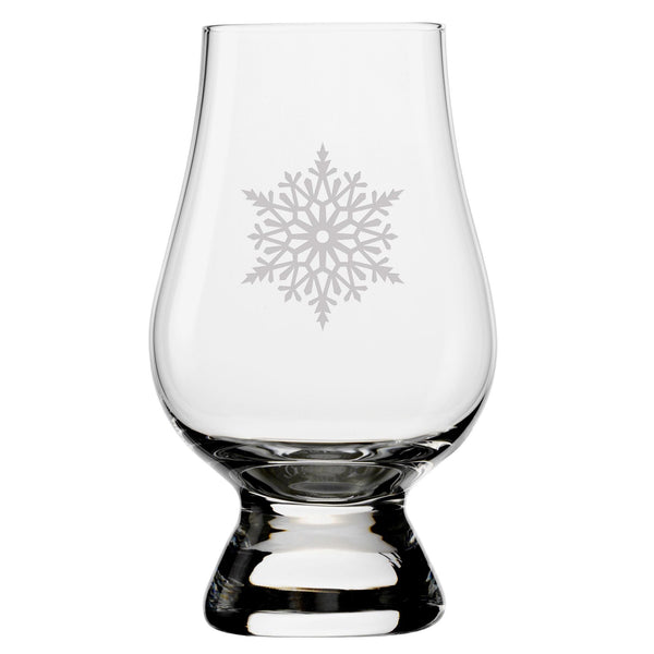 Paper Snowflakes Etched Glencairn Classic Scotch Whisky Glasses, Set of 4