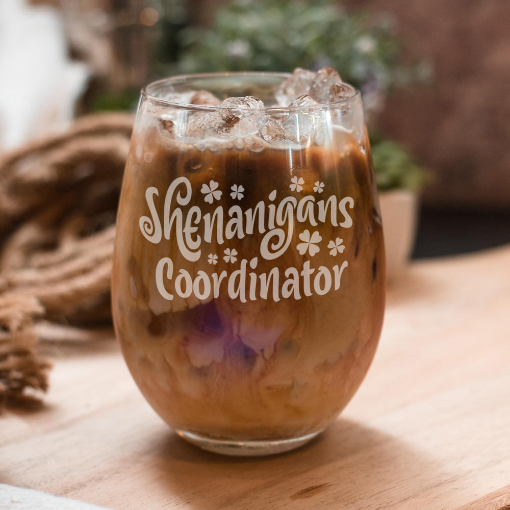 Shenanigans Coordinator Etched Stemless Wine Glass