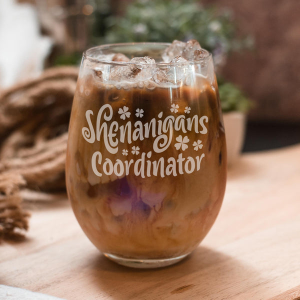 Shenanigans Coordinator Etched Stemless Wine Glass