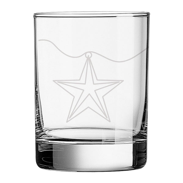 Star Ornament Wrap Etched Rocks Glass