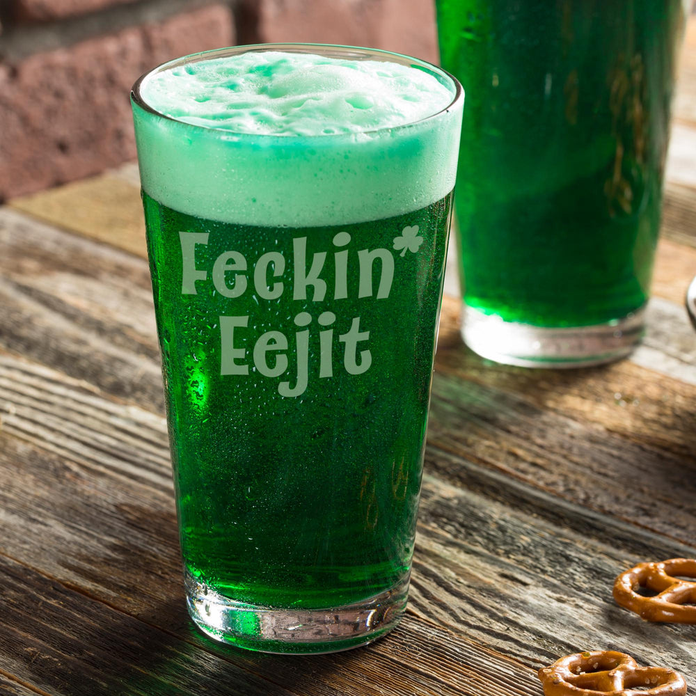 Feckin' Eejit Etched Pint Glass