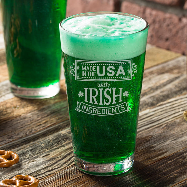 Made in the USA with Irish Ingredients Etched Pint Glass