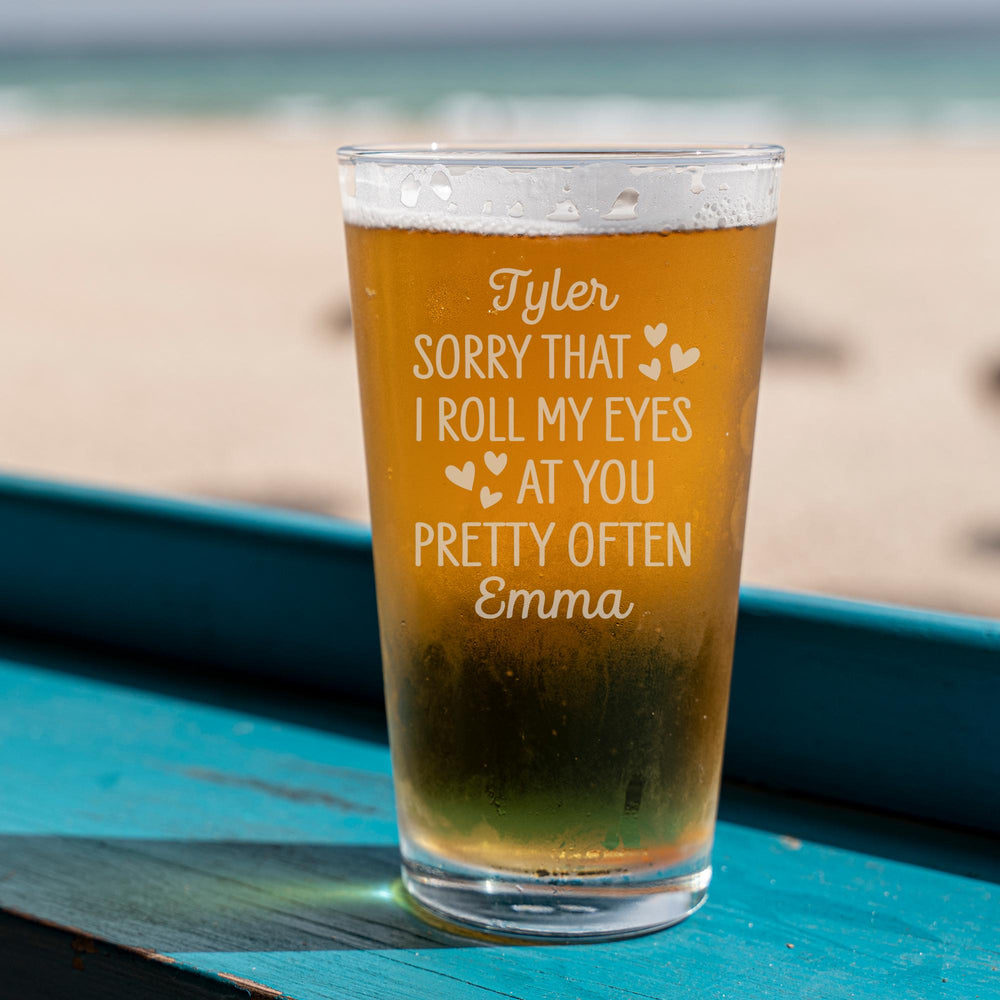 Roll My Eyes Etched Pint Glass