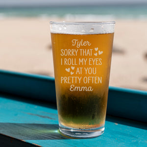 Roll My Eyes Etched Pint Glass
