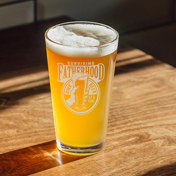 Surviving Fatherhood One Beer at a Time Etched Pint Glass