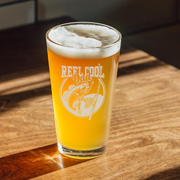 Reel Cool Dad Etched Pint Glass