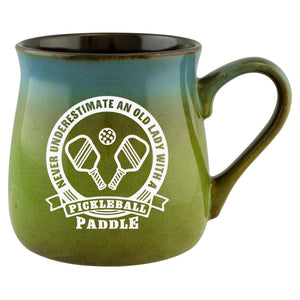 Never Underestimate an Old Guy/Old Lady with a Pickleball Paddle Etched Ceramic Mug