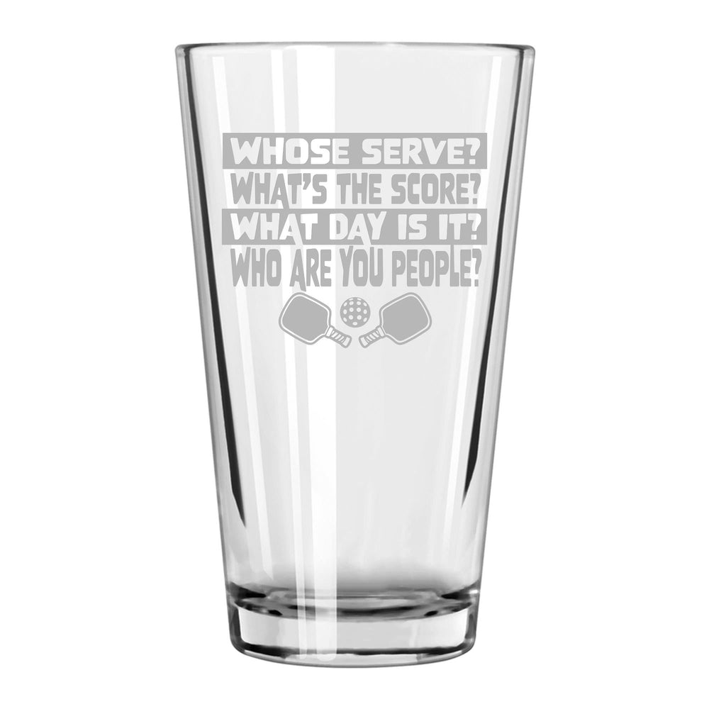 Whose Serve? What's the Score? Etched Pint Glass