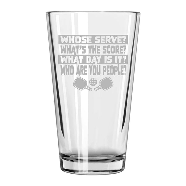 Whose Serve? What's the Score? Etched Pint Glass