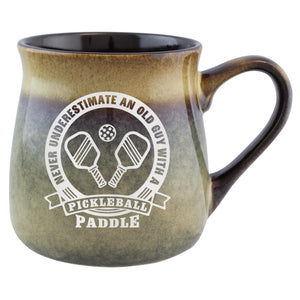 Never Underestimate an Old Guy/Old Lady with a Pickleball Paddle Etched Ceramic Mug