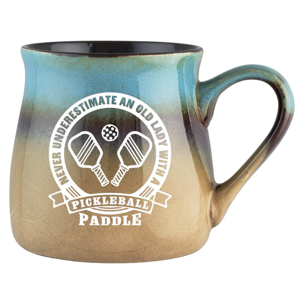 Never Underestimate an Old Guy/Old Lady with a Pickleball Paddle Etched Ceramic Mug