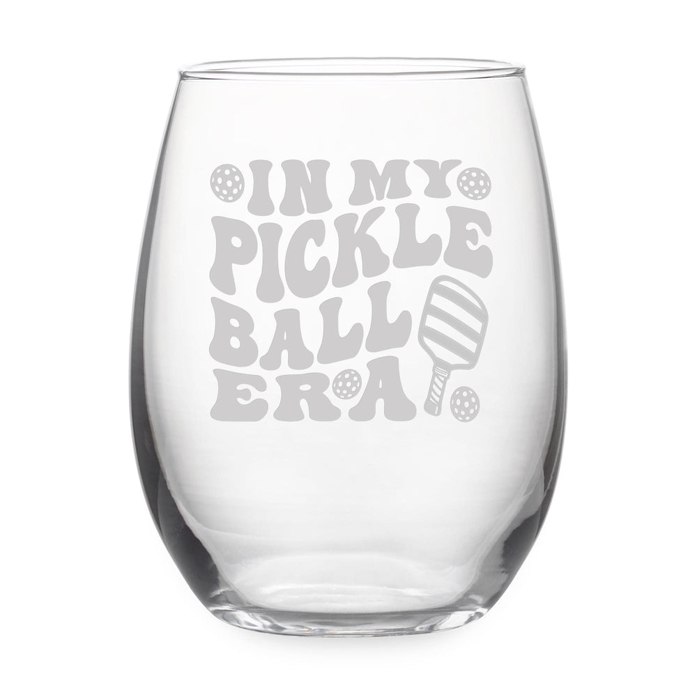 In My Pickleball Era Etched Stemless Wine Glass