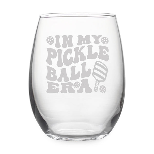 In My Pickleball Era Etched Stemless Wine Glass