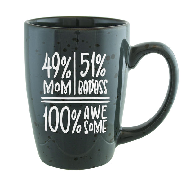 49 Percent Mom 51 Percent Badass 100% Awesome Etched Ceramic Mug
